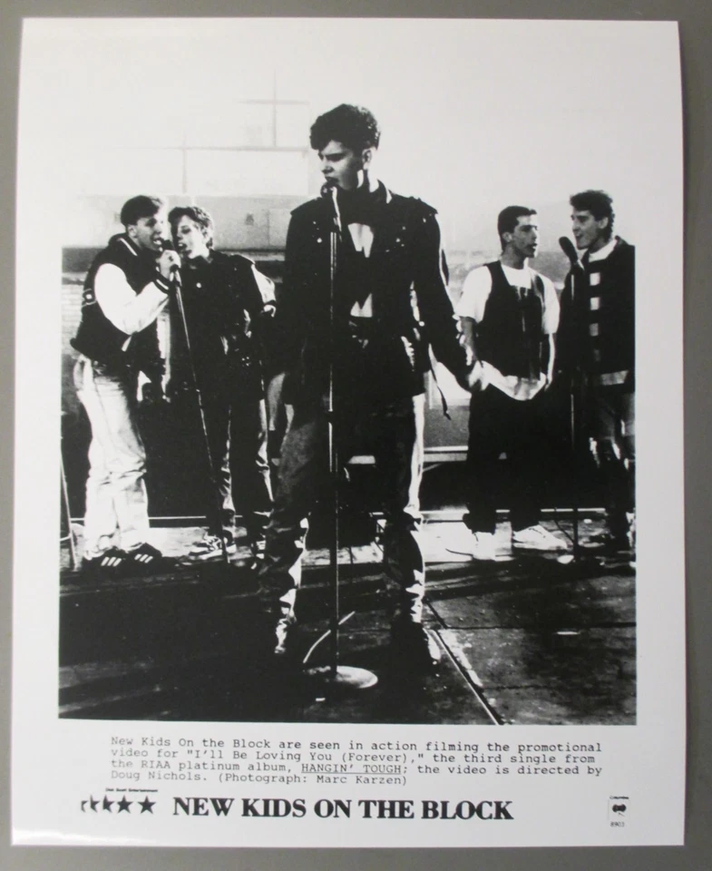 New Kids On The Block black & white 8 X 10 glossy promo photo NKOTB  ! - Image 1 of 1