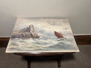 Antique Sailing Boat Coastal Scene Watercolour Painting - Picture 1 of 4