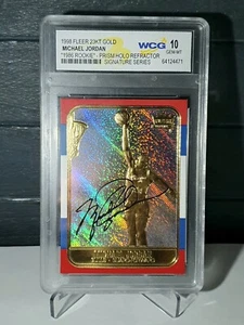 1998 Fleer 23KT Gold Michael Jordan 1986 Rookie Prizm Refractor Graded 10 PSA - Picture 1 of 4
