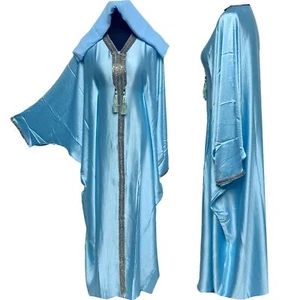 Langes arabisches arabisches Damenkleid blau Fledermaus Abaya Farasha Jalabiya - Bild 1 von 5
