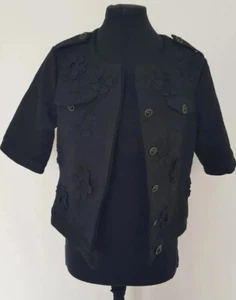 darling london black floral Jacket size small cotton blend designer wedding used - Picture 1 of 7
