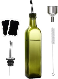 Olive Oil Dispenser Bottle, 1 Pcs Green Glass Olive Oil Dispenser and Vinegar Di - Picture 1 of 12