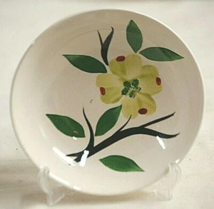 Dixie Dogwood Stetson Pottery Fruit Dessert Bowl Lime Green Blossom MCM - Picture 1 of 3