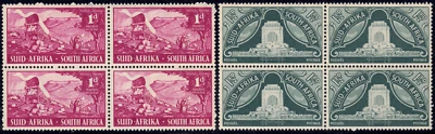 1949 South Africa-SC# 112-113 - Voortrekker Monument - 2 Blocks of 4 - MH - Image 1 of 2