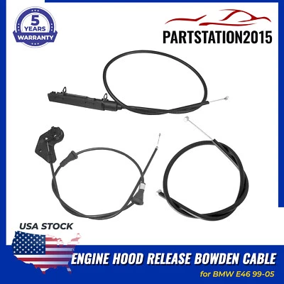 KIT de cable Bowden de liberación del capó del motor 3 piezas para BMW E46 serie 3 M3 1999-2006 Foto 1 de 4