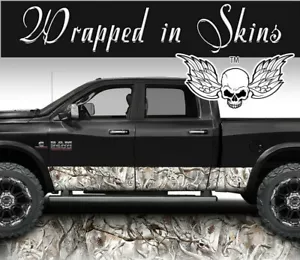 Snow Buck Skull Camo MATTE Rocker Wrap Vinyl Decal Truck Wrap Camouflage #007 13 - Picture 1 of 4