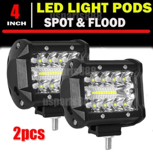 2x 4" LED Light Bar Spot Flood Lights Pods Off-Road Driving Tractor 4WD Car Boat - Picture 1 of 9