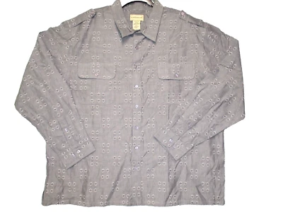 Scandia Woods Size 2XL Mens Gray Diamond Long Sleeve Button Front Shirt Pockets - Image 1 of 4