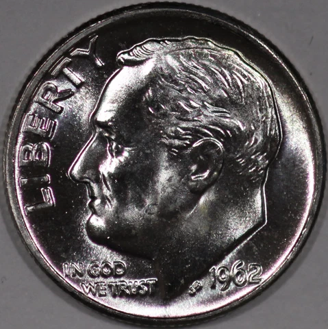 1962-P Roosevelt Dime Uncirculated BU 90% Silver Nice No Problem Coin Cover