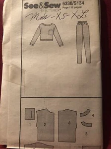 Butterick Pattern Miss 6330 Top & Pants Size XS-XL Uncut No Envelope - Picture 1 of 1