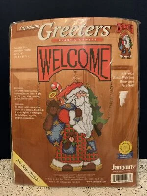 Santa Welcome Plastic Canvas Welcome Sign Janlynn Sugarplum - Image 1 of 4