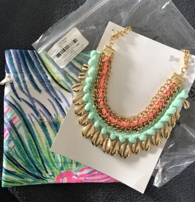 Collar Lilly Pulitzer Nuevo con Etiquetas/Paquete Arenas Brillantes Cuentas Oro Shell Bolso de Playa Boho Foto 1 de 4