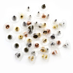 Plastic Metal Earring Backs Bullet Stoppers DIY Earnuts Ear Plugs Gold Silver - Picture 1 of 12