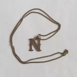 Vintage 925 Sterling Silver Letter "N" Initial Chain Charm Pendant Necklace - Picture 1 of 6