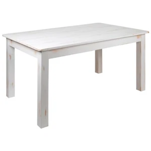 Flash Hercules 60" x 38" RectAnt Rustic White Solid Pine Farm Dining Table - Picture 1 of 1