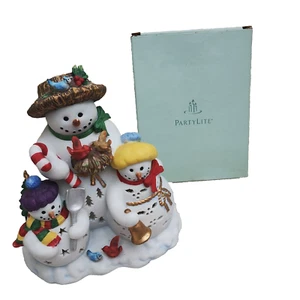 Christmas Partylite Snowman Tealight Votive Candle Holder plus 12 Candles Rare - Picture 1 of 10