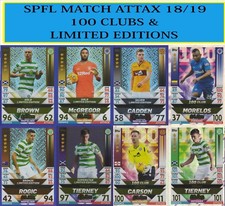 SPFL Match Attax 2018 2019 18 19 LIMITED EDITION and 100 CLUB CARDS
