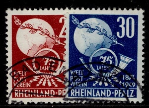 ALEMANIA FDR SGFB56-FB57, 1949 UPU set - Renania-Palatinado, BIEN USADO. Gato 33€. - Imagen 1 de 1