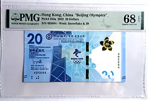 20 dólares Hong Kong 2022 Juegos Olímpicos de Invierno 2022 P-353a Original PMG 68 - Imagen 1 de 3