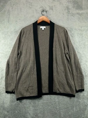 Suéteres grandes para mujer cárdigan espiga Kim Rogers marrón negro manga larga Foto 1 de 4