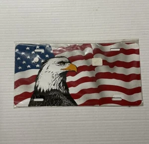 American Flag Eagle License Plate Tag New In Package  - Picture 1 of 6