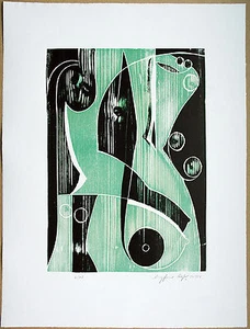 Siegfried Assfalg 1925-2012: Konkrete Kunst Traum Farbholzdruck 1983 signiert - Bild 1 von 6