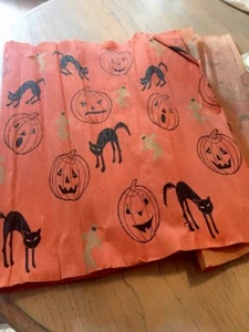 Vintage Dennison Cats Pumpkins Crepe Paper Panel Halloween Runner Huge Fair - Picture 1 of 4