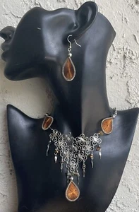 Juego de pendientes collar hilo atrapasueños marrón plata alpaca peruana - Imagen 1 de 9