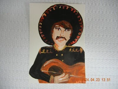 Pintura original ACEO Mariachi cantante mexicano acrílico sobre papel Foto 1 de 3