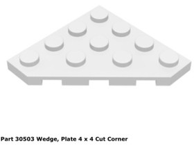 Lego 1x 30503 White Wedge, Plate 4 x 4 Cut Corner 9526