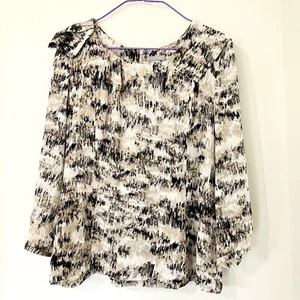 JIGSAW 100% Silk 3/4 Sleeve Blouse Size 10 Beige Top Corp Office Shirt As New - Picture 1 of 15