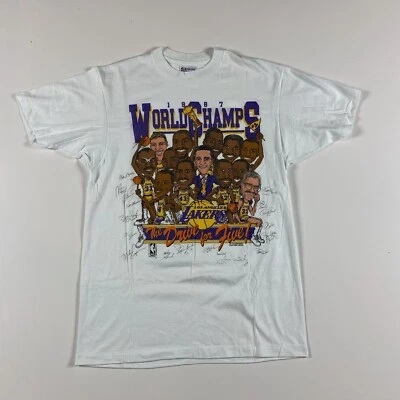 Vintage  LA Lakers 1987  World Champs Caricature 80's Shirt Basketball NBA Large - Image 1 of 4