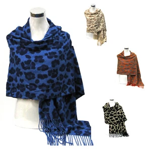Bufanda de invierno suave y acogedora con estampado de leopardo mezcla de cachemira para mujer niña Reino Unido - Imagen 1 de 18