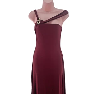 Fashionkilla Metal Trim Maxi Dress, Double Layer, Size UK 8, Burgundy, RRP £40 - Picture 1 of 15