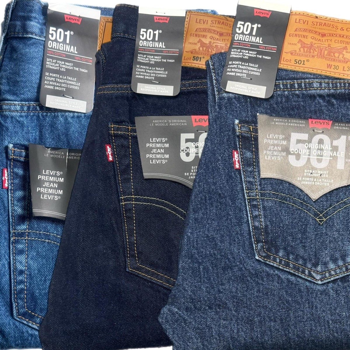 Jeans Hombre Vaqueros Corte Regular Cintura Media Azul Oscuro