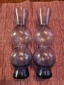 Vintage Kobaltblau Glas Vase Doppel Bienenstock Sanduhr Blase - Bild 1 von 3