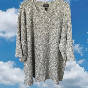 Eskandar Black & White Merle Linen Blend Oversized Sweater Top One Size Scotland - Picture 1 of 16