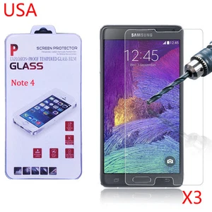 3X 9H TEMPERED GLASS SCREEN PROTECTOR For SAMSUNG GALAXY Note 4 USA - Picture 1 of 5
