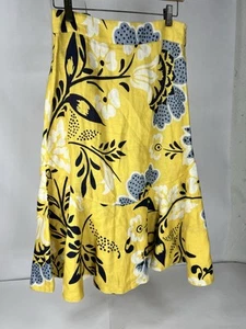 Cala de la Cruz Linen Printed Sunset Midi Skirt Size Small Yellow - Picture 1 of 10