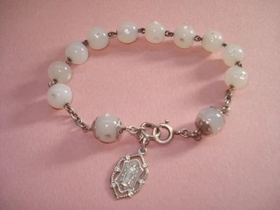 Dizainier Ancien Bracelet Religieux en Argent - Photo 1/4