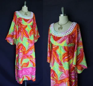 Lilly Pulitzer Felicia Dress Tropical Beauty Beaded Size silk caftan Maxi Dress - Picture 1 of 10