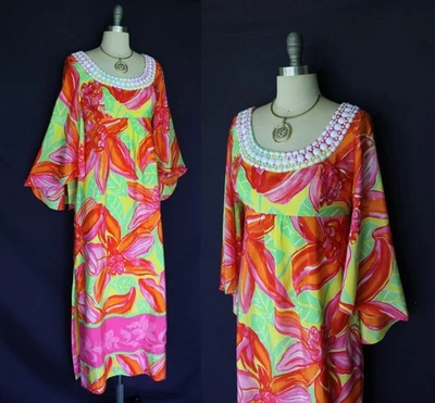 Lilly Pulitzer Felicia Dress Tropical Beauty Beaded Size silk caftan Maxi Dress - Image 1 of 4