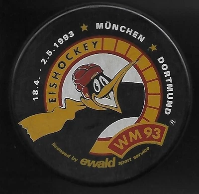 Eishockey Puck  WM 1993 DEUTSCHLAND       DEL NHL - Bild 1 von 2
