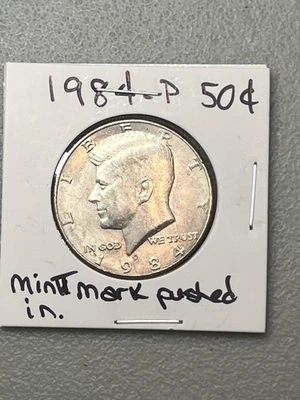 1984-P  Kennedy Half Dollar (D) AU, Error over mint mark. (tg109) - Image 1 of 4