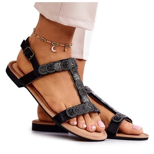 Sandalias para mujer S.Barski con pedrería negra - Imagen 1 de 6