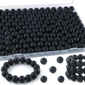 145 Stück Silikonperlen, 15 mm Perlen zur Schlüsselanhängerherstellung, 15 mm, schwarz - Bild 1 von 7