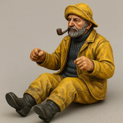 Seated Rowing Whaleboat Crew Figure – Sou’wester, Oilskins TG67 - Image 1 of 4