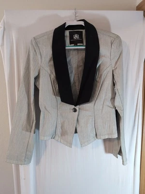 Nuevo con etiquetas Rock Republic Mujer 10 Jean Esmoquin Retro Contraste Denim Gris Negro Foto 1 de 4