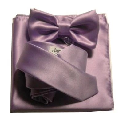 AVANTGARDEACCESSORI ABBINATA CRAVATTINO FAZZOLETTO PAPILLON LILLA ITALY