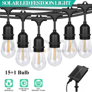 1/2/4 Pack 48FT Solar Powered Led Festoon String Lights Outdoor Xmas Wedding - Picture 1 of 21